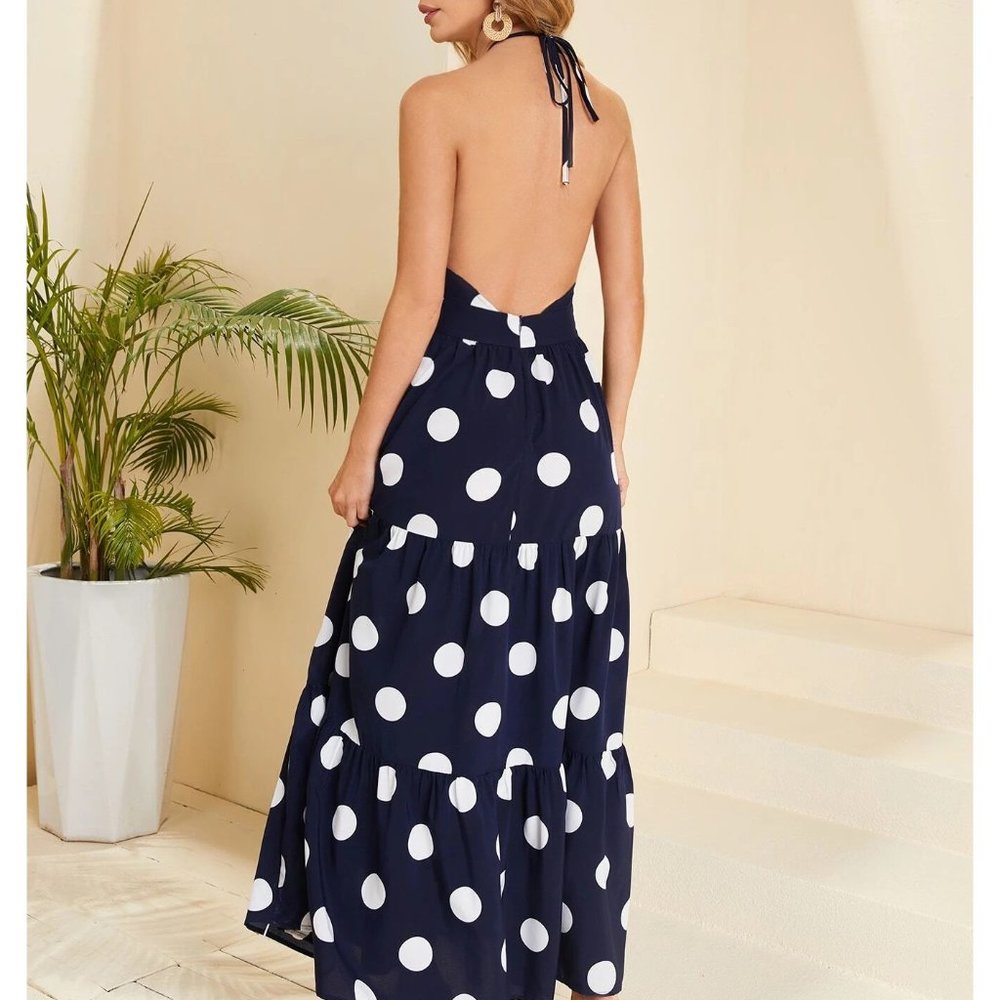 NEW!! Backless Polka Dot Halter Dress